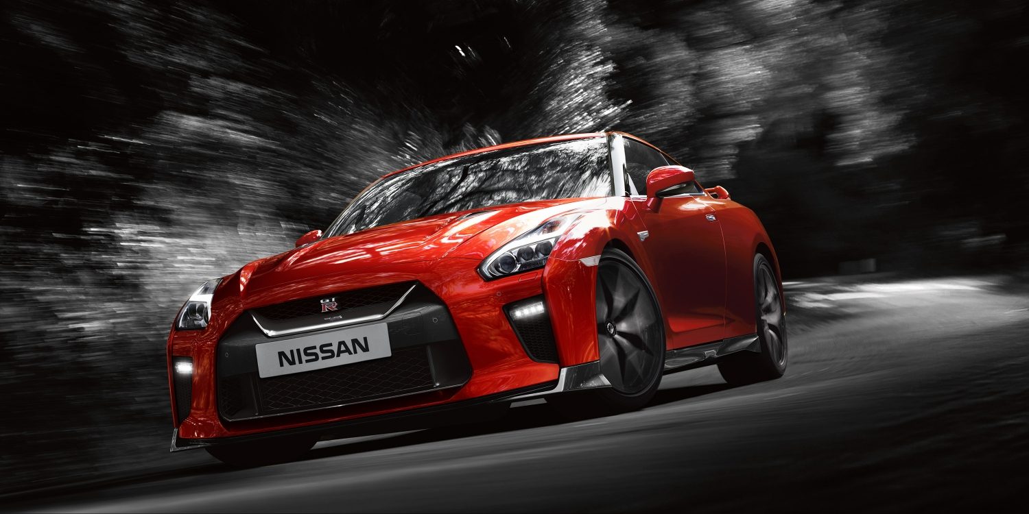 Nissan GT-R on curving country road
